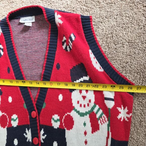 Vintage Ugly Christmas Sweater Vest Womens 20W Snowman Winter Oversized Artsy - Picture 7 of 10